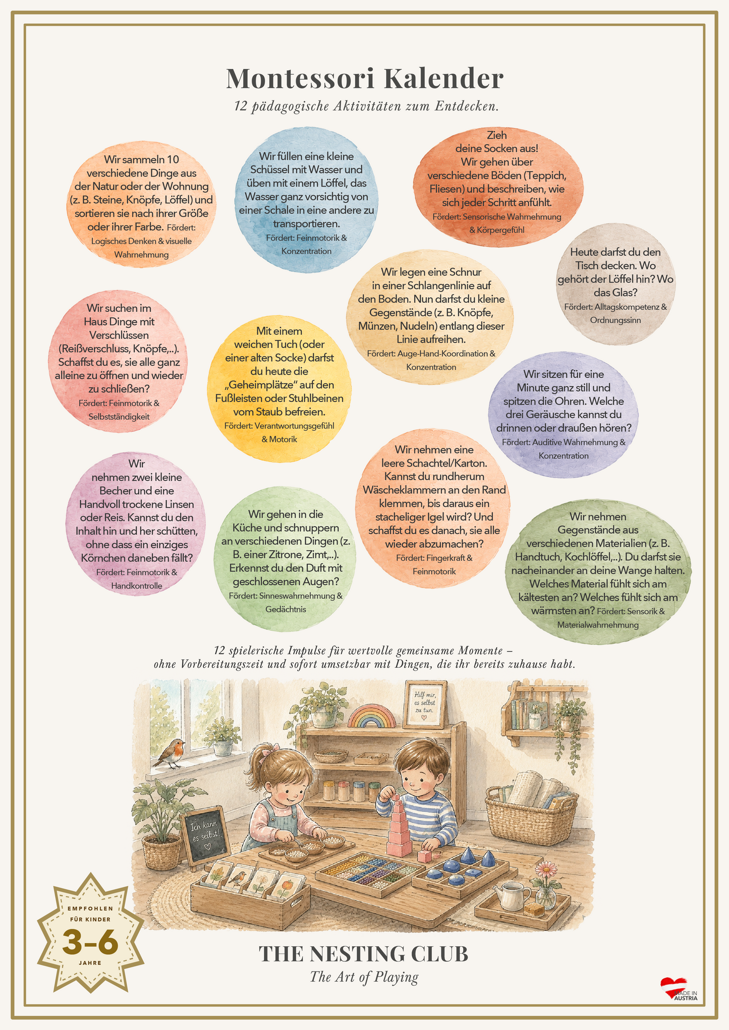 montessori kalender – Inhalt aufgerubbelt