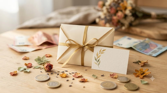 Kreativ verpacktes Geldgeschenk zur Hochzeit mit persönlicher Karte