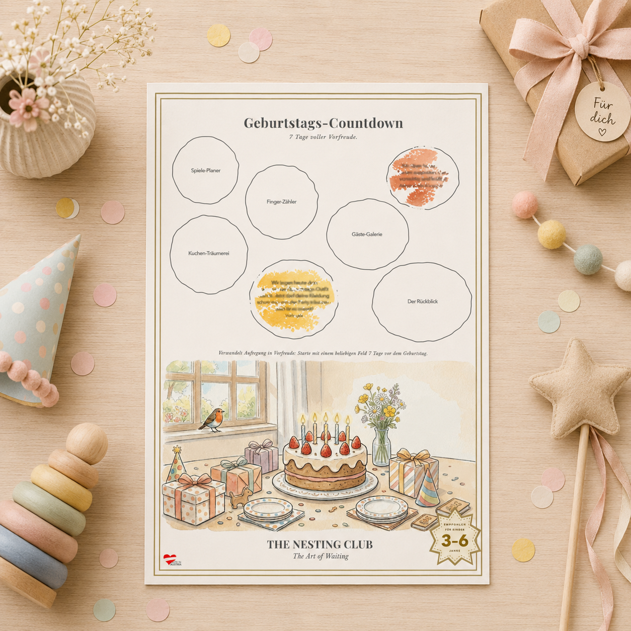 Geburtstags-Countdown von The Nesting Club – A4 Vorfreude-Kalender für Kinder