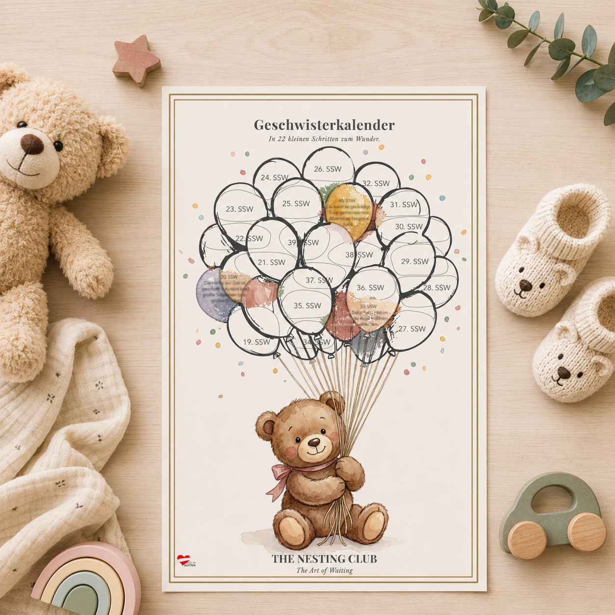Geschwisterkalender von The Nesting Club – A4 Rubbelkalender