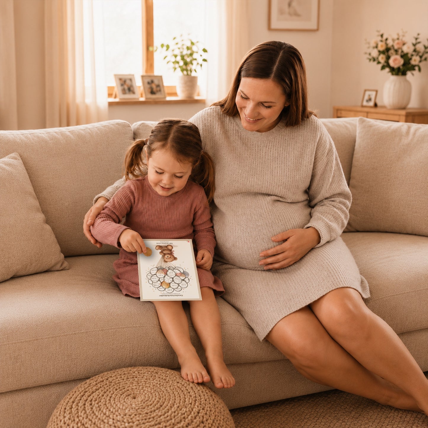 Geschwisterkalender im Familienalltag – emotionale Anwendungsszene [Lifestyle-Szene]