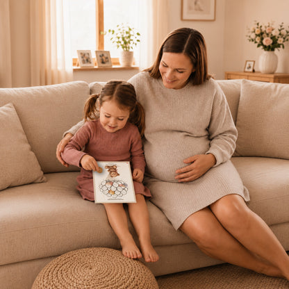 Geschwisterkalender im Familienalltag – emotionale Anwendungsszene [Lifestyle-Szene]