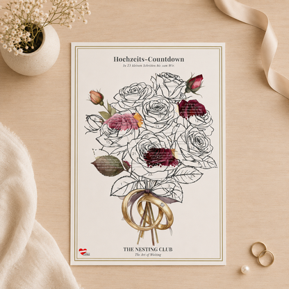 Das Hochzeits-Set von The Nesting Club – Hochzeits-Countdown & Ruhestands-Countdown – enthaltener Kalender
