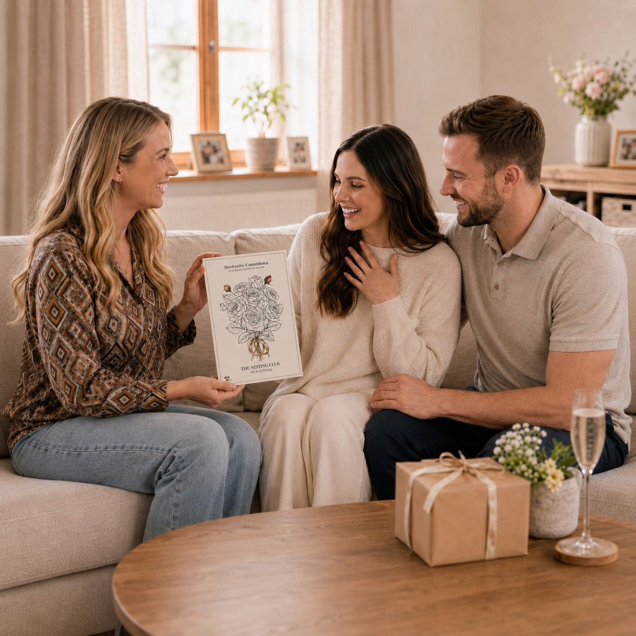 Hochzeits-Countdown im Alltag des Paares – emotionale Anwendungsszene [Lifestyle-Szene]