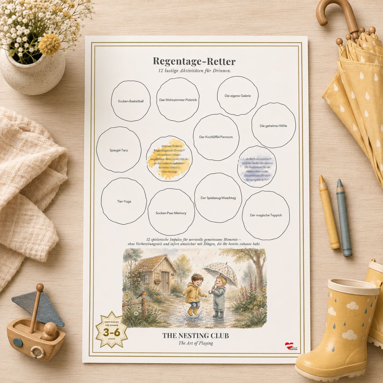 Regentage-Retter von The Nesting Club – A4 Beschäftigungskalender für Kinder