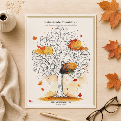 Das Meilenstein-Set von The Nesting Club – Schwangerschaftskalender & Ruhestands-Countdown – enthaltener Kalender