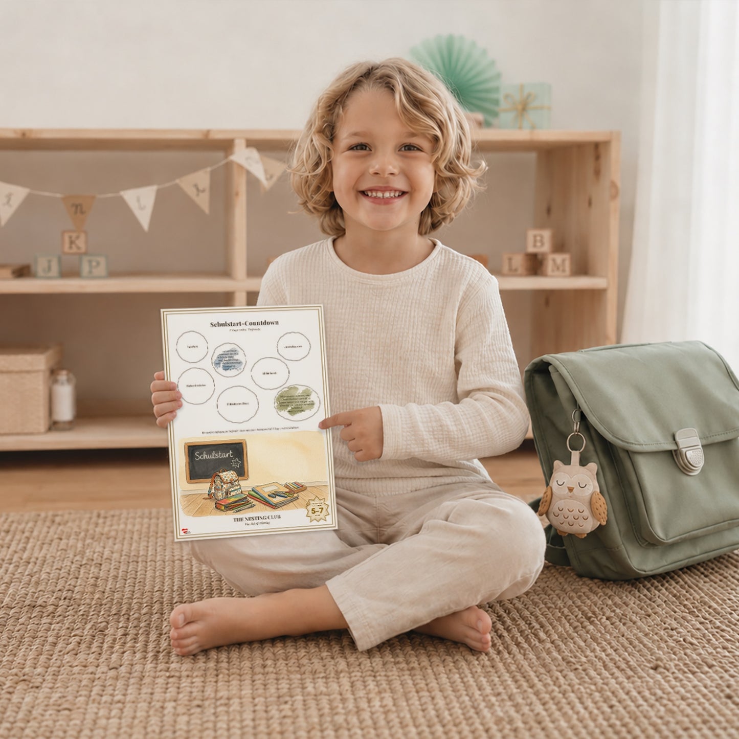 Schulstart-Countdown zur Einschulung – emotionale Anwendungsszene [Lifestyle-Szene]