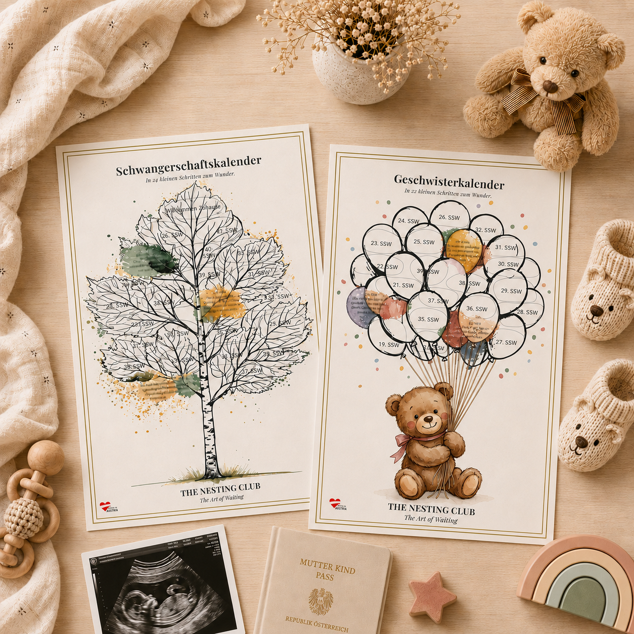 Das Familienzuwachs-Set – Schwangerschaftskalender & Geschwisterkalender